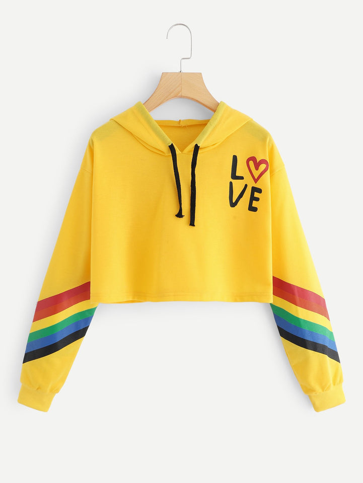 Hooded Short Rainbow Sweater - Amsonito™
